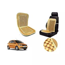 Auto Pearl Car Wooden Bead Seat Cushion with Beige Velvet Border Compatible for Tata Tiago-image-95