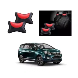 Auto Pearl Black and Red Designer Car Neck Rest Pillow Compatible for Mahindra Marazzo 2019-image-9