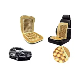 Auto Pearl Car Wooden Bead Seat Cushion with Beige Velvet Border Compatible for Mercedes-Benz ML 250-23