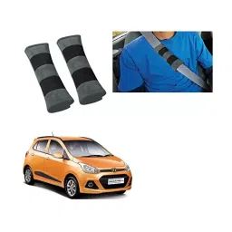 Auto Pearl Seat Belt Cushion (Pack of 2, Grey Black) Compatible for i10 Grand-image-100