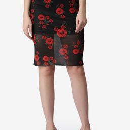 Popwings Floral Printed Straight Knee Length Pencil Skirt-image-17