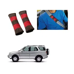 Auto Pearl Seat Belt Cushion (Pack of 2, Brown Red) Compatible for Tata Safari-picture-44