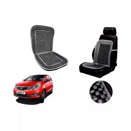 Auto Pearl Car Wooden Bead Seat Cushion with Grey Velvet Border Compatible for Tata Bolt-image-10