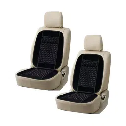 Auto Pearl Car Wooden Bead Seat Cushion with Black Velvet Border Compatible for All car (Set of 2)-38