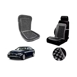 Auto Pearl Car Wooden Bead Seat Cushion with Grey Velvet Border Compatible for BMW 7 Series-15