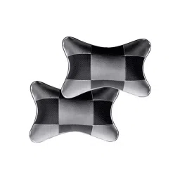 Auto Pearl Neck Rest Cushion for All Cars (Pack of 2, Black & Grey)-image-74