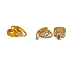 SOMIL Set of 6 Yellow Alloy Artificial Stones & Beads Bangles-image-44