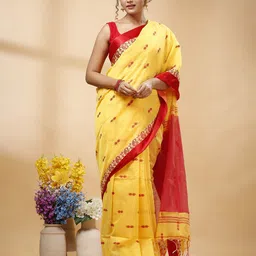 SLAGHA Women Woven Design Traditional Taant Saree-image-58