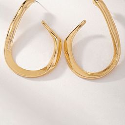DIVASTRI Stainless Steel Gold-Plated Contemporary Shaped Half Hoop Earrings-image-52