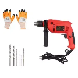 Hillgrove 700 W 13 mm Drill Machine with Gloves, 6 Pcs Masonry & Metal Drill Bit, HGCM218M1-46