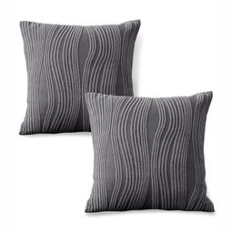HOKIPO Grey Set of 2 Geometric Square Cushion Covers-image-52