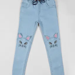 F2M Girls Blue Slim Fit Embroidered Jeans-picture-16