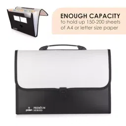 POLEN ‎Executive Series Fullscape Expanding File Folder 13 Pocket With Handle and Buckle Closure Grey image 3