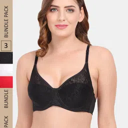 Amour Secret Pack of 3 Non-Padded Underwired Bra-image-52