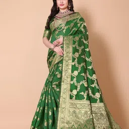 AKSH FASHION Woven Design Zari Banarasi Saree-picture-0