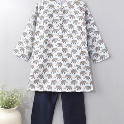 Babyhug Cotton Woven Full Sleeves Kurta & Pajama Set Ethnic Print - Off White-image-19