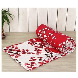 Trance Home Linen Pure Cotton Reversible Dohar Single Bed Size AC Blanket - Red White-15