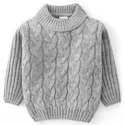 Babyhug 100% Acrylic Knit Full Sleeves Cable Knit Pullover - Grey-picture-22