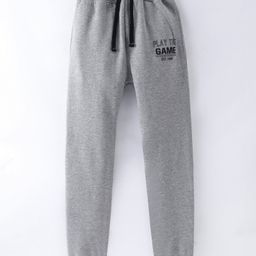 Lazy Bones Full Length Fleece and Woollen Pant Text Print- Grey-image-15