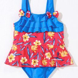 LOBSTER Sleeveless V Cut Swimsuit Floral Print - Pink-image-1