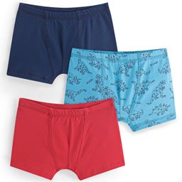 Honeyhap PremiumCotton Elastane Single Jersey Solid Colour & Dino Printed Bio Finished Briefs Pack Of 3 Briefs - Navy Peony High Risk Red & Bachelor Button Blue-image-63