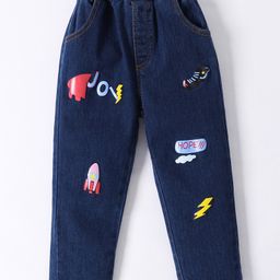 Kookie Kids Full Length Jeans Rocket Print - Blue-image-130