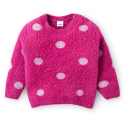 Babyhug Knitted Full Sleeves Pullover Sweater with Polka Dots Design - Fuschia-image-85