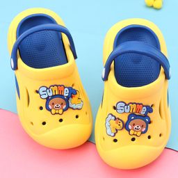 Oh! Pair  Clogs with Back Strap Closure  Bear & Duck Applique - Yellow-image-5