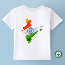 BLUSHES Independence Day Theme 100% Cotton Half Sleeves Happy Independence Day Text Printed Tee - White-image-78