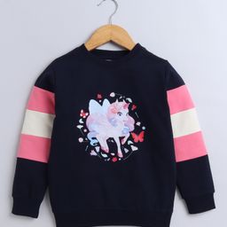 BUMZEE Cotton Looper Full Sleeves Unicorn Printed Sweatshirt - Navy-image-108