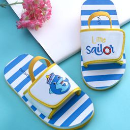 Babyoye Little Sailor Text Printed Flip Flops with Back Strap - Blue-image-99