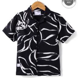 Ruff Satin Woven Half Sleeves Printed Shirt - Black-image-106