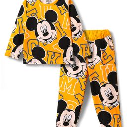 Pine Kids Disney Single Jersey Knit Full Sleeves Night Suit With Mickey Mouse Print - Yellow-image-74