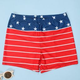 Yellow Bee Striped & Stars Printed Shorts - Red-picture-17