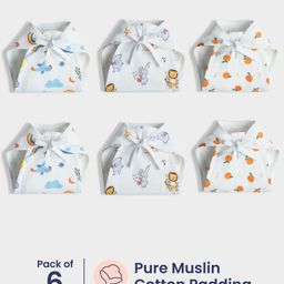 Orange Sugar 100% Cotton Muslin Pack of 6 Printed Nappies for 0-6 Months Babies - Multicolor-picture-25