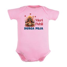 FFLIRTYGO Infants Durga Puja Printed Pure Cotton Envelope Neck Bodysuit-picture-4