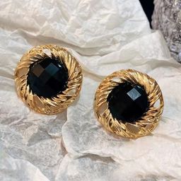 styledose Sterling Silver Gold-Plated Artificial Stones Studded Contemporary Studs-9