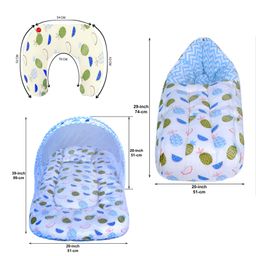 VParents Fruity Baby Feeding Pillow Bedding Set with Mosquito net and Sleeping Bag Combo - Blue image 4