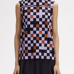 Fred Perry Women Checked V-Neck Applique T-shirt-25