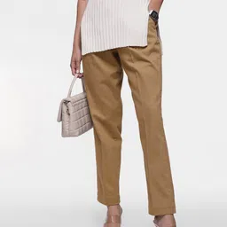 French Connection Women Textured Smart Tapered Fit Pleated Semiformal Trousers-image-42