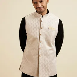 Manyavar Woven Design Nehru Jacket-3