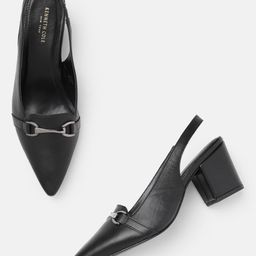Kenneth Cole Leather Block Pumps with Buckles-image-79