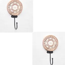 IndianShelf 2 Pcs Wood Floral Key Holder Wall Hooks-image-74