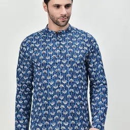 BAESD Men Floral Thread Work Floral Kurta-image-37