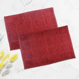 Aura 2 Pieces Maroon Checked Anti-Skid Doormats-image-53