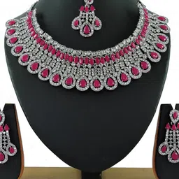 VATSALYA creation Alloy Red Color Artificial Stones Jewellery Set-image-53