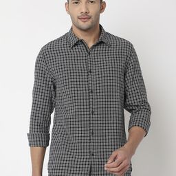 SPYKAR Pure Cotton Slim Fit Checked Casual Shirt-image-68