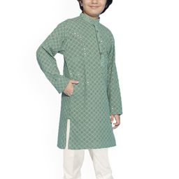 SG YUVRAJ Boys Embroidered Regular Sequinned Kurta with Pyjamas image 3