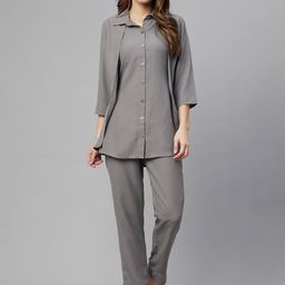 Cottinfab Women Grey Shirt with Trousers-picture-12