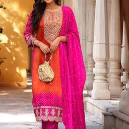 DIVASTRI Women Floral Printed Kurta with Trousers & Dupatta-picture-36